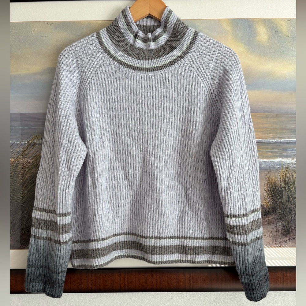 NAADAM Wool Cashmere Knit Mockneck Sweater - [Blue/ Gray ] - [ Medium ]